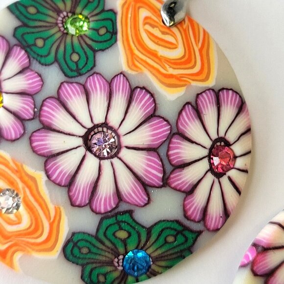 Floral Sequin Round Earrings Light Flower Earrings - Picture 5 of 5